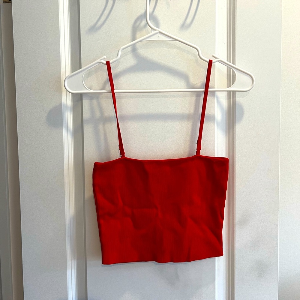 LF red ribbed crop top